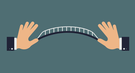 Obraz premium Equal rights movement hands holding bridge construction concept for connection and collaboration illustration