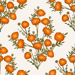 Seamless watercolour and unique floral pattern background for covers, notes, banner. Soft backgrounds colour. Watercolour art work. Flower stalk. Colourful flower.