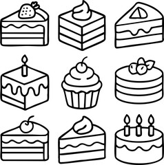 Cute Dessert Icon Set - Colorful and Playful Style