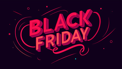 Animated Neon Glow Text reading Black Friday Sale in a swirling neon red giving an animated feel with a contrasting dark backdrop.