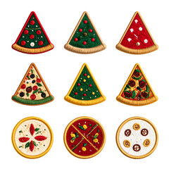 Create Pizza Patches: Embroidered Designs with Transparent Background