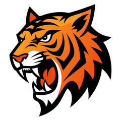 Aggressive Orange and Black Tiger Head Logo - Wild Animal Mascot Graphic