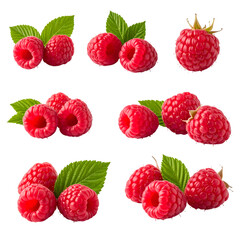 Raspberries with Transparent Background: Juicy Red Berries on Black, Nature's Sweetness, Isolated Images