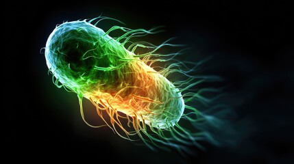 Vibrant microscopic image of a bacterium.