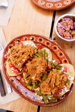 Oaxacan food on traditional ceramic plates
