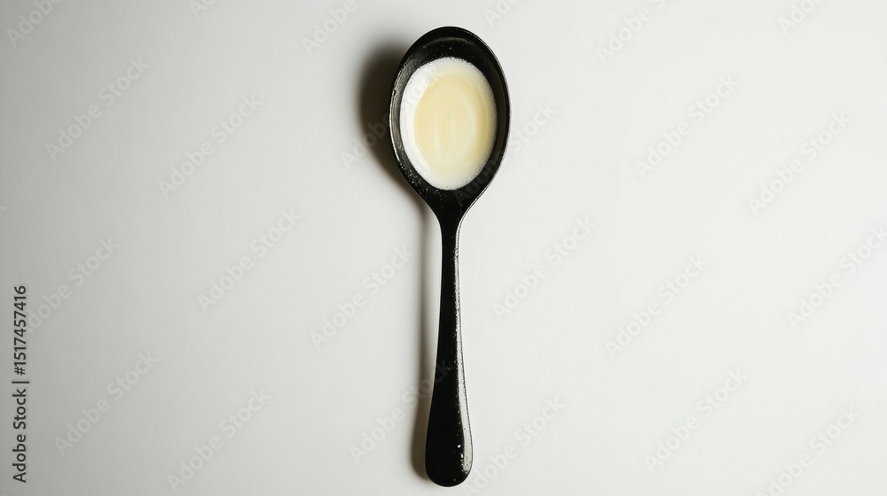 Aufkleber spoon with liquid on white background in studio setting