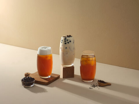 A stylish composition featuring three distinct and delicious tea