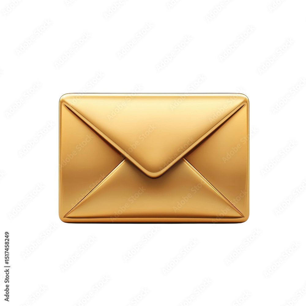 Poster a gleaming golden envelope symbolizing a valuable message waiting to be on transparent background