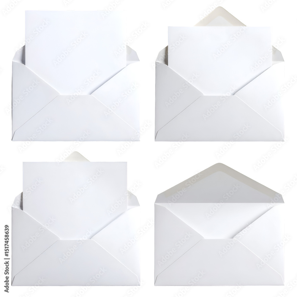 Poster create blank envelopes with transparent background, ideal for mockups, design projects and stationer