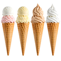 Ice Cream Cones: Delicious Flavors with Transparent Background