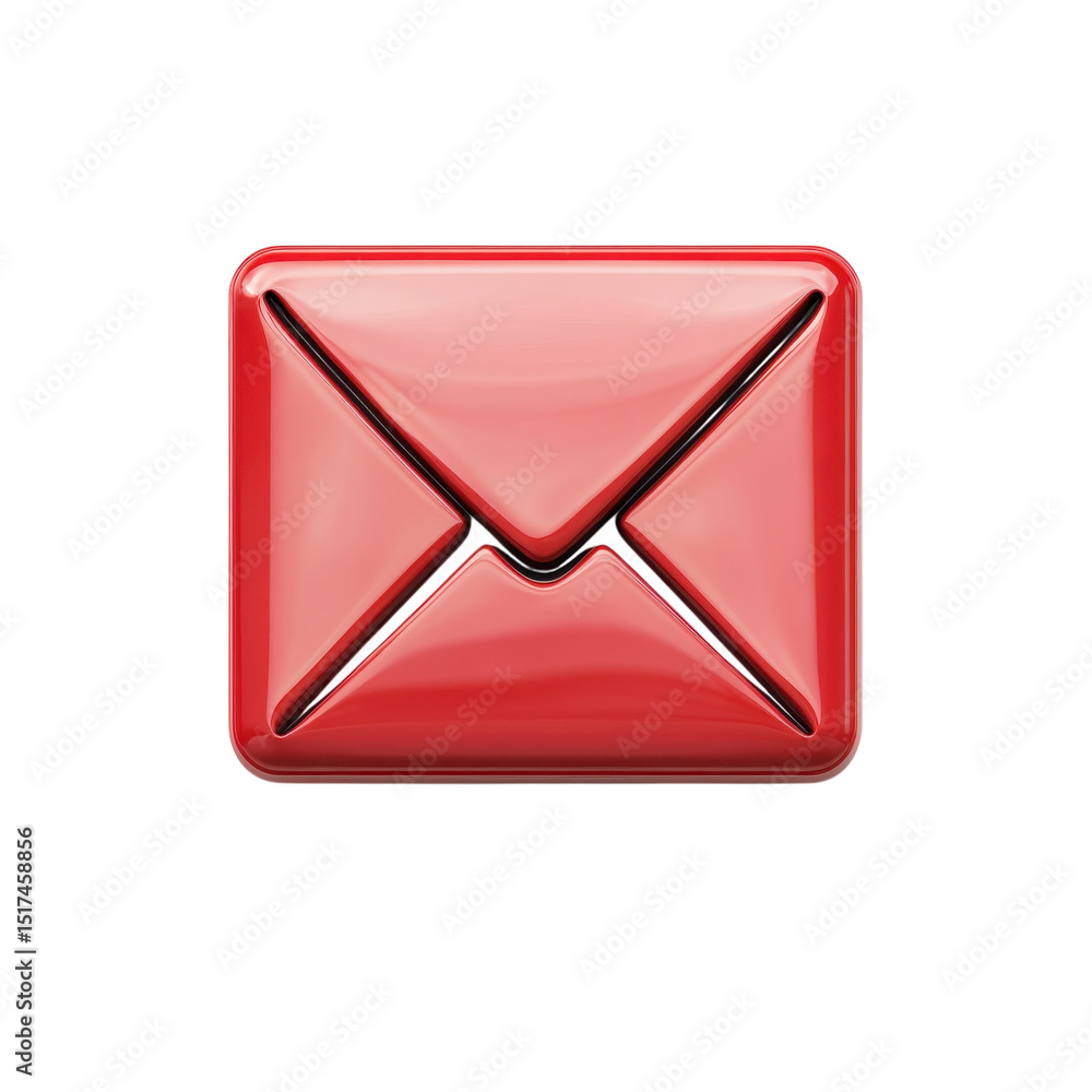 Poster sending a bold message a glossy red email icon against the darkness on transparent background
