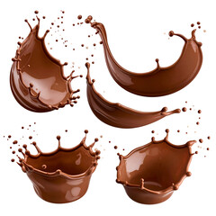 Chocolate Liquid Splashes on transparet Background