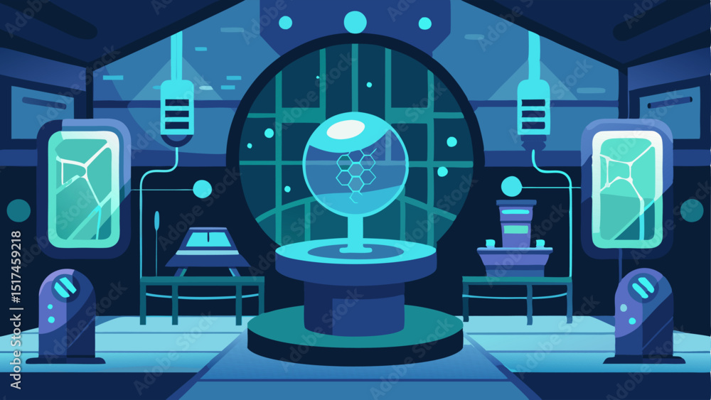 Poster futuristic laboratory an interior view of a hightech laboratory filled with advanced equipment and h