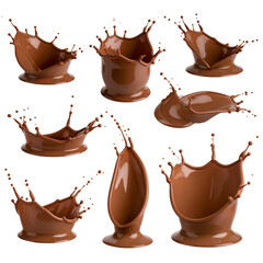 Chocolate Liquid Splashes on Transparent Background