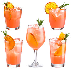 Refreshing Orange Rosemary Drinks with Transparent Background