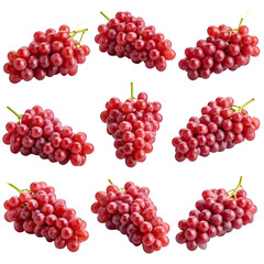 Red Grapes: Juicy Clusters on Transparent Background