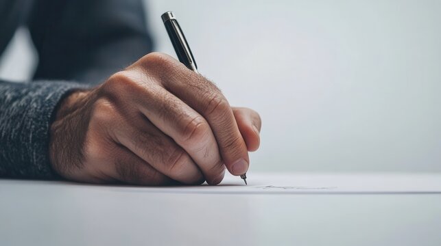 Focused man writing notes indoors during daytime
