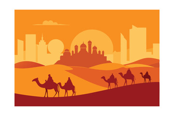 camels in the desert