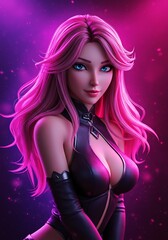 Naklejka premium ネオン街の妖精 3Dレンダリング