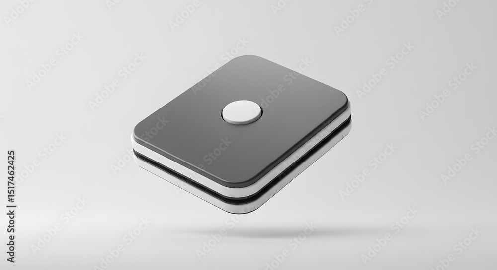 Poster abstract 3d render of a sleek stacked square with a circular element, minimalist design, modern grap