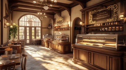 Fototapeta premium A picturesque bakery with vintage charm and the scent of fresh brioche