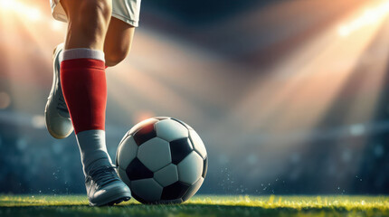 soccer player hitting a ball