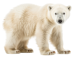 Polar bear isolated on white background png transparent clipart.