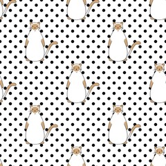 Picture of a cute standing brown and white cat.