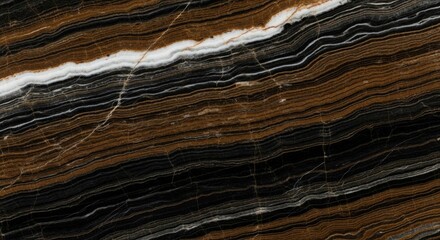 Close-up of polished Agatha Black marble, revealing its unique veining.
