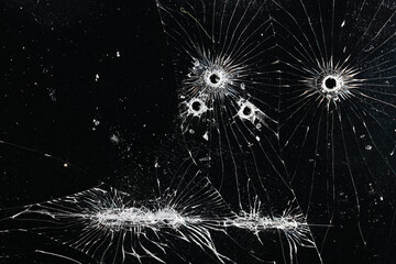 Obraz premium broken glass cracks on smartphone screen on black