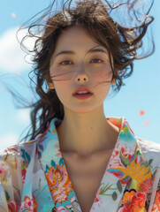 着物を着た女性	
