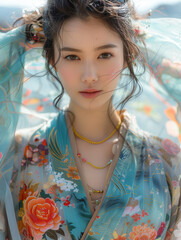 着物を着た女性	
