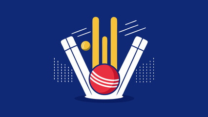 Anticipation builds as the red cricket ball hurtles toward the wickets bright graphic with striking