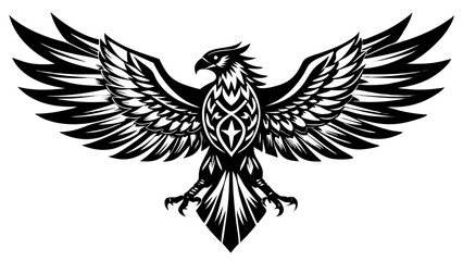 An abstract eagle emerging from the darkness symbolizing freedom and hope in monochrome sketch art