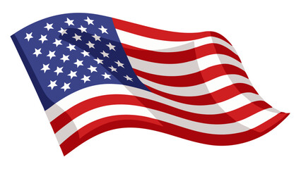Fototapeta premium Waving American flag vector illustration, USA stars and stripes banner in red white blue, patriotic national symbol SVG