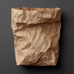 Crinkled brown paper bag against dark background