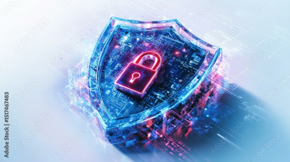Aufkleber padlock and shield symbolizing digital data security concept