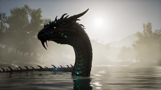 Mythical dragon water creature