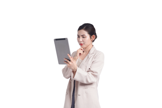 Asian young businesswoman portrait on white background
