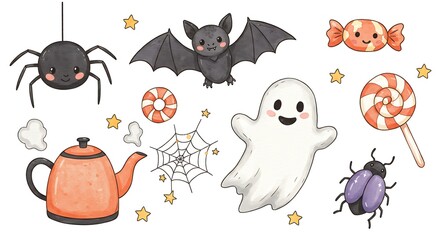 水彩ハロウィンの仲間たち