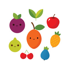 set of fruits and berries