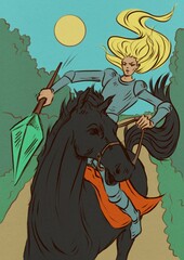 Galloping Valor – Medieval Woman Knight in Motion