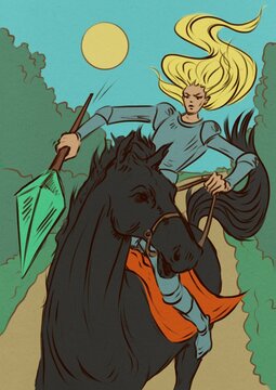 Galloping Valor &ndash; Medieval Woman Knight in Motion