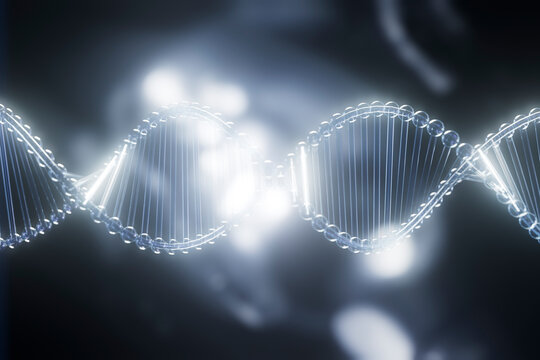  Futuristic Glass DNA Helix in Blue Light