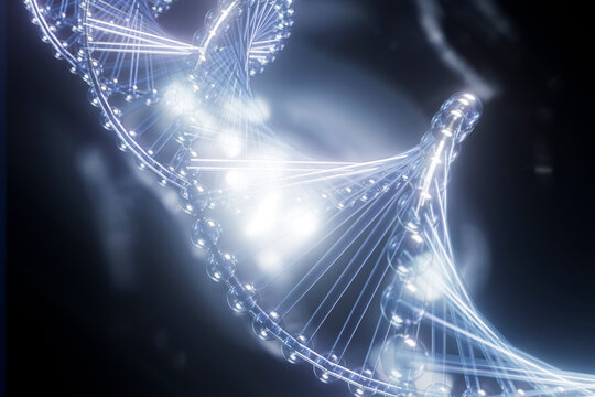  Glowing DNA Structure with Bioluminescent Effect