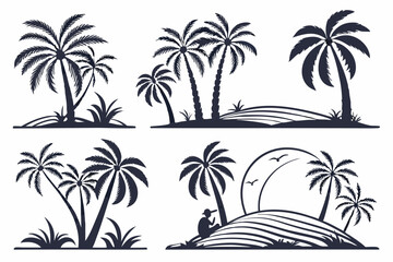 Fototapeta premium Palm Essence: Silhouette Icons in Vector Form