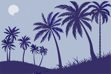 Silhouetted Serenity: Palm Trees in Vector Art