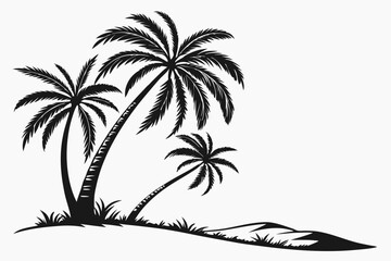 Twin Palms: Black Silhouette Vector on White