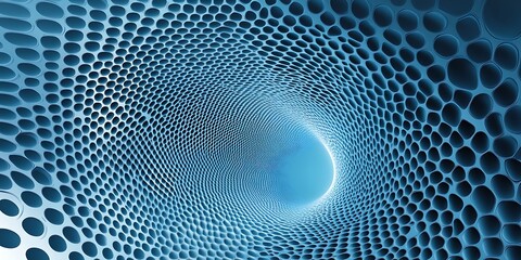Abstract blue cellular structure tunnel background