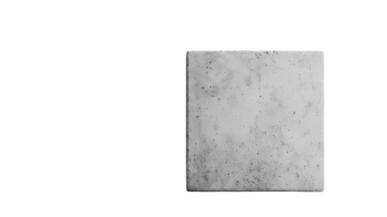 A square concrete tile with a textured surface a dark in monochrome style isolated on transparent background